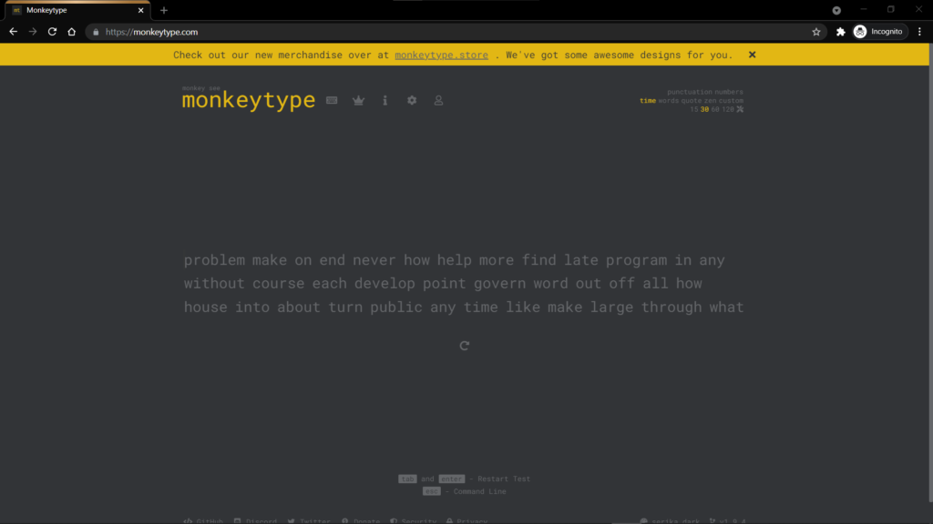 Monkey Type, Typing Test