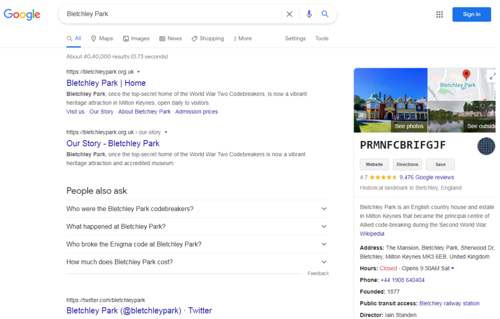 google bletchley park