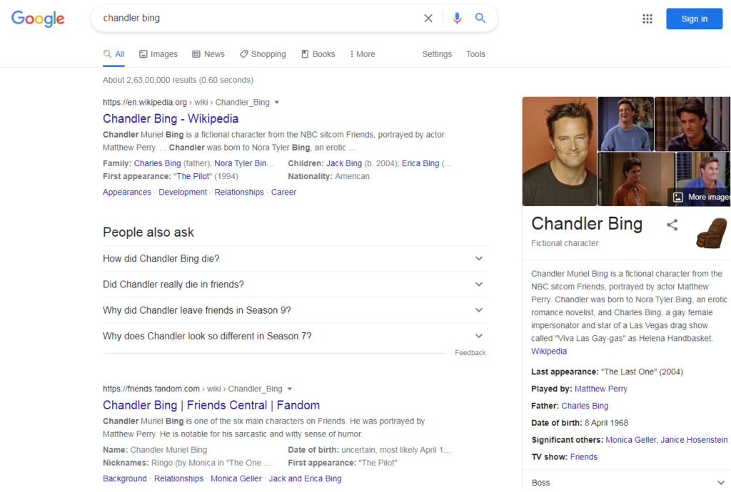 google chandler bing