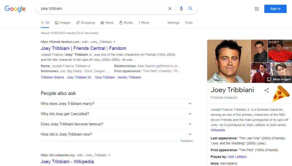 google joey tribbiani