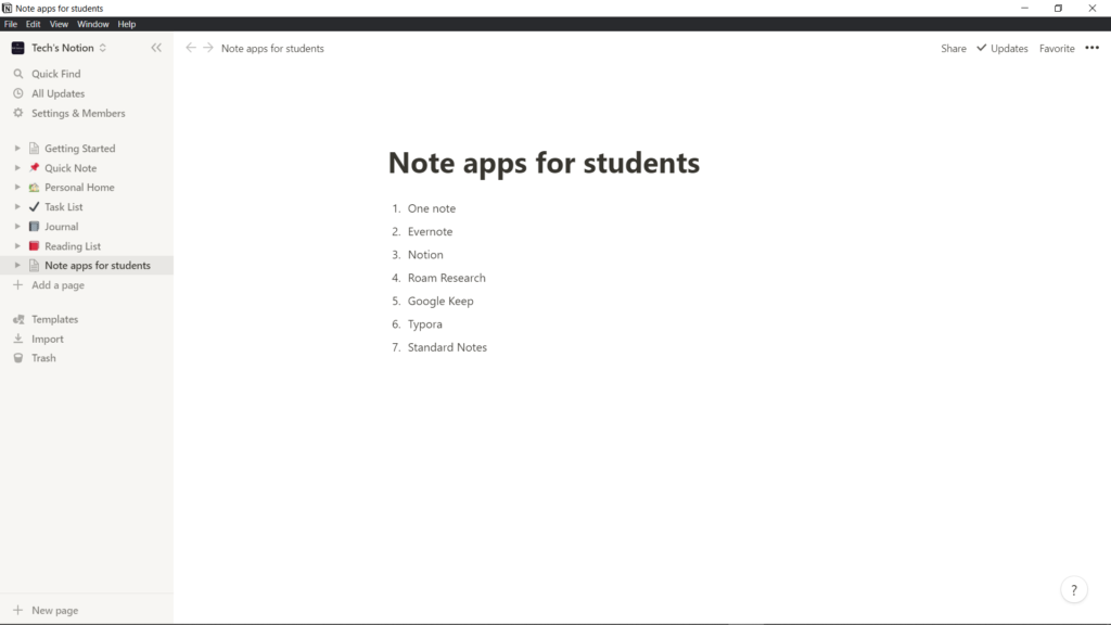Note-taking app for students